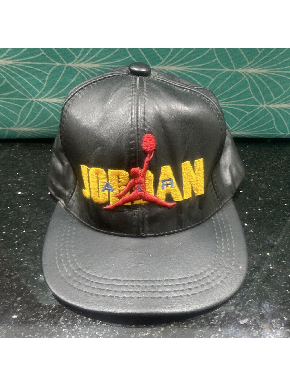 Jordan Black Baseball Cap Logo Pattern Adjustable Strap Men’s One Size